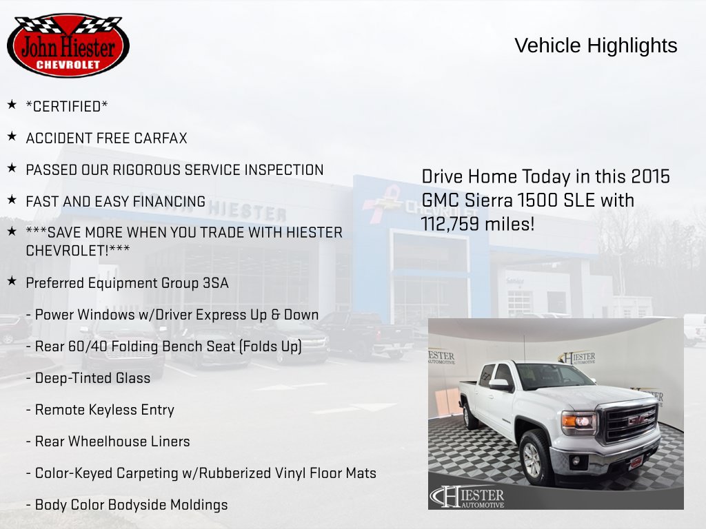 Certified 2015 GMC Sierra 1500 SLE w/ SLE Value Package RWD image 6