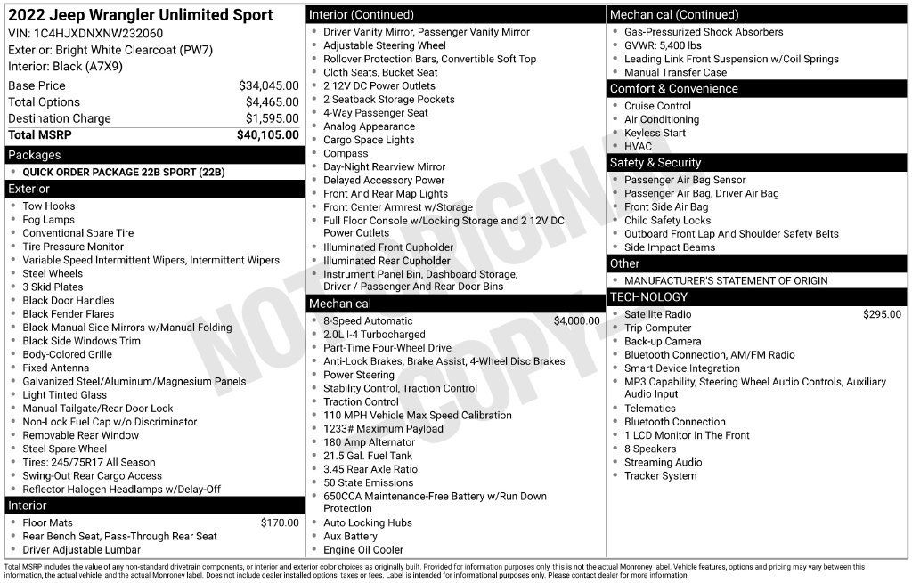Used 2022 Jeep Wrangler Unlimited Sport AWD/4WD image 3