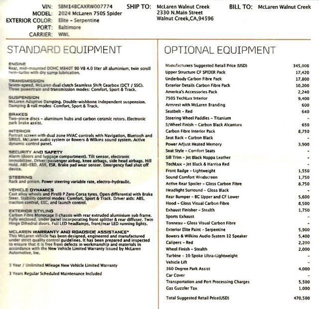 Used 2024 McLaren 750S Spider RWD image 8