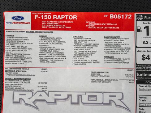 Used 2024 Ford F150 Raptor w/ Equipment Group 803A Raptor R AWD/4WD image 25