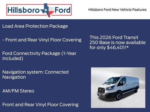 New 2026 Ford Transit 250 Low Roof w/ Load Area Protection Package RWD image 10