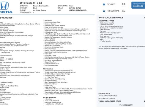 Used 2016 Honda HR-V LX image 5