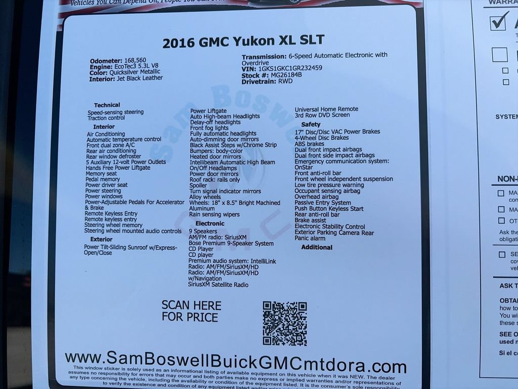 Used 2016 GMC Yukon XL SLT w/ Open Road Package RWD image 35