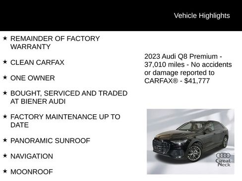 Used 2023 Audi Q8 Premium w/ Convenience Package AWD/4WD image 9
