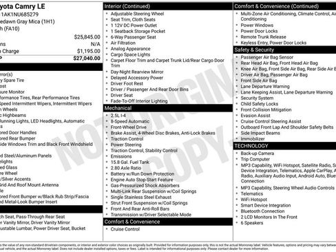 Used 2022 Toyota Camry LE FWD image 5