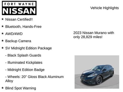 Certified 2023 Nissan Murano SV w/ SV Midnight Edition Package AWD/4WD image 8
