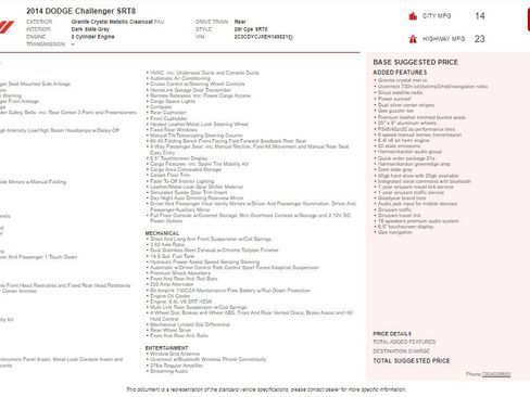 Used 2014 Dodge Challenger SRT8 w/ Harman/Kardon Audio Group image 2