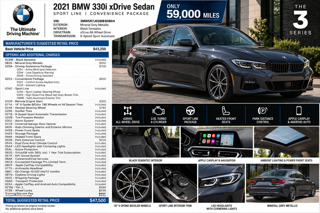 Used 2021 BMW 330i xDrive Sedan w/ Driving Assistance Package AWD/4WD image 2