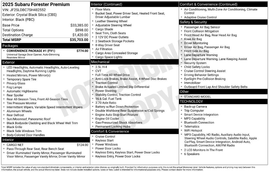Used 2025 Subaru Forester Premium w/ Convenience Package #1 AWD/4WD image 12