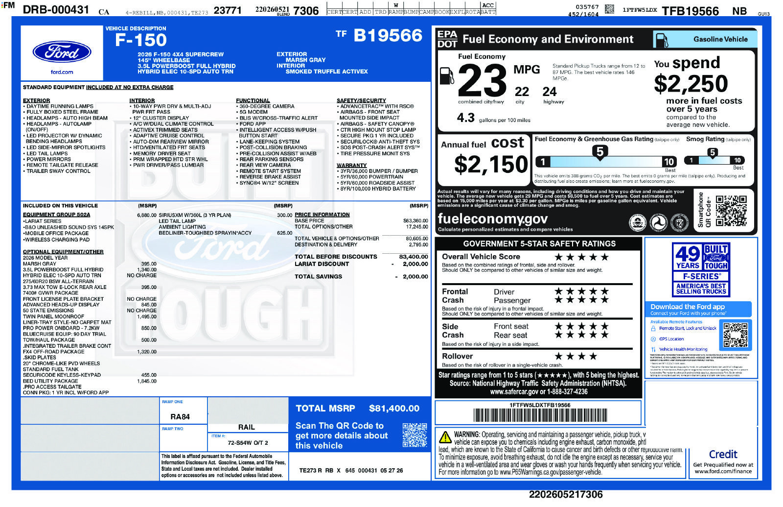 New 2026 Ford F150 Lariat w/ Equipment Group 502A High AWD/4WD image 5