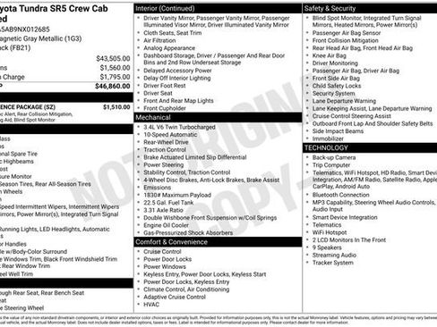Used 2022 Toyota Tundra SR5 w/ Convenience Package RWD image 7