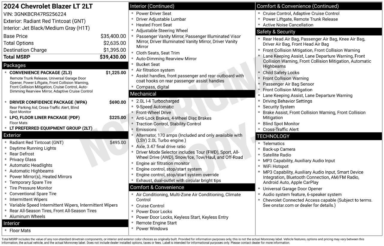 Certified 2024 Chevrolet Blazer LT w/ Convenience Package FWD image 30