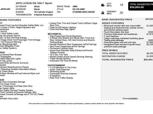 Used 2019 Lexus RX 350 F Sport image 3
