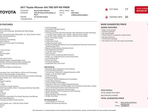 Used 2017 Toyota 4Runner TRD Off-Road Premium w/ Convenience Package AWD/4WD image 2
