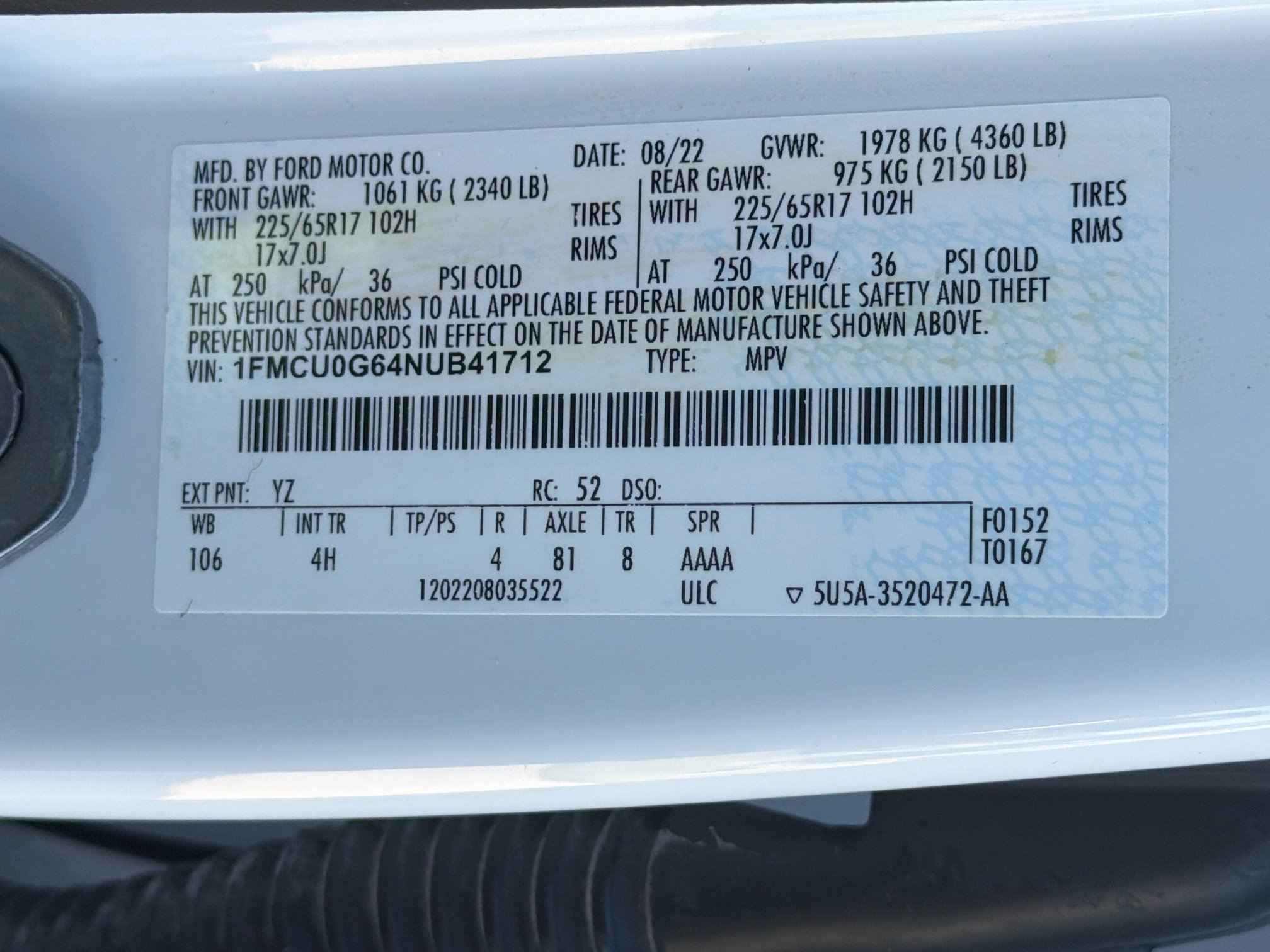 Certified 2022 Ford Escape SE w/ Convenience Package FWD image 29