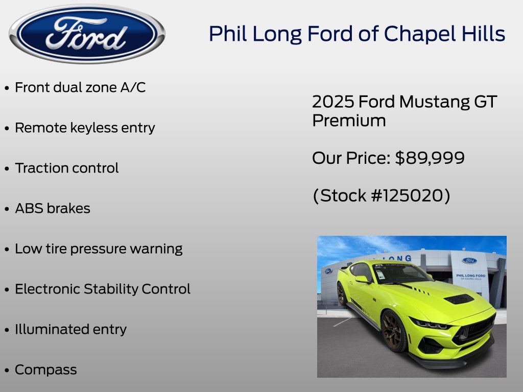 New 2025 Ford Mustang GT Premium w/ GT Performance Package RWD image 8
