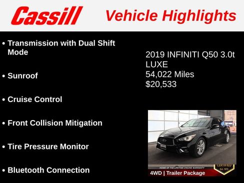 Used 2019 INFINITI Q50 Luxe w/ Cargo Package (L96) RWD image 3