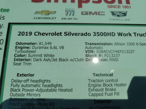 Used 2019 Chevrolet Silverado 3500 W/T w/ WT Convenience Package image 30