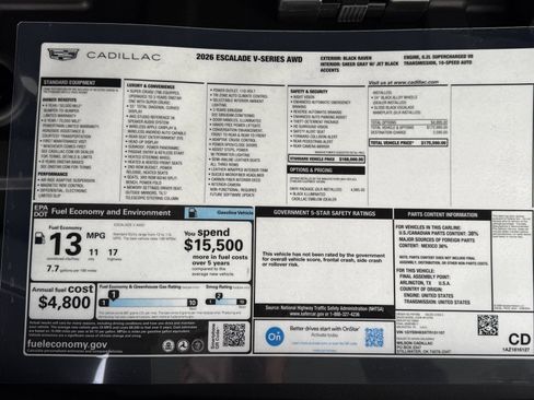 Used 2026 Cadillac Escalade V w/ LPO, ONYX Package image 46