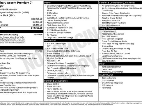 Certified 2024 Subaru Ascent Premium w/ Convenience Package image 46