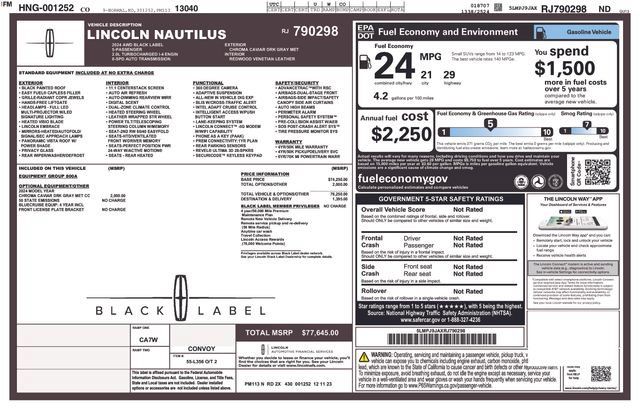Certified 2024 Lincoln Nautilus Black Label AWD/4WD image 5