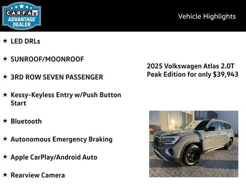 Certified 2025 Volkswagen Atlas Peak Edition SE image 4