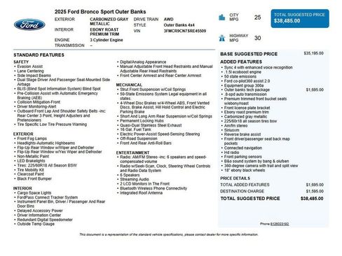 Used 2025 Ford Bronco Sport Outer Banks w/ Outer Banks Tech Package+ AWD/4WD image 38