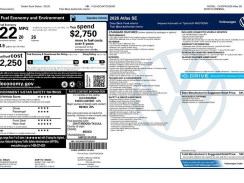 Used 2026 Volkswagen Atlas SE AWD/4WD image 4
