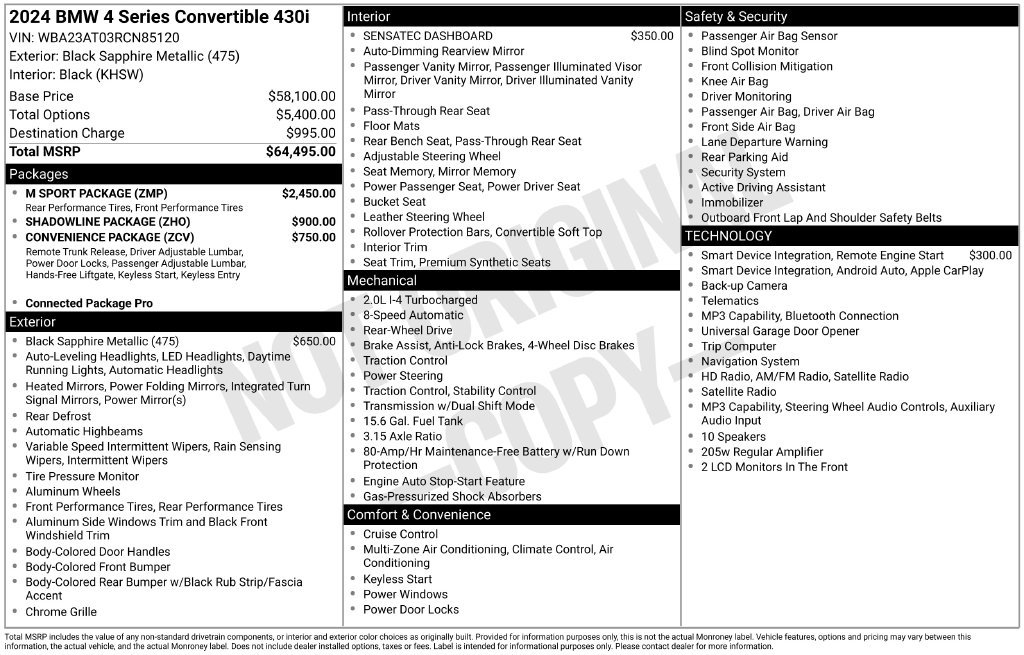 Certified 2024 BMW 430i Convertible w/ M Sport Package RWD image 2