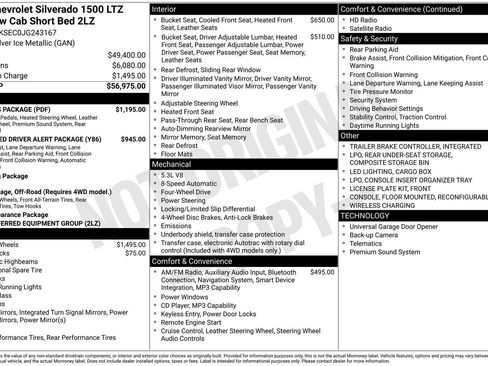 Used 2018 Chevrolet Silverado 1500 LTZ Z71 w/ LTZ Plus Package AWD/4WD image 16
