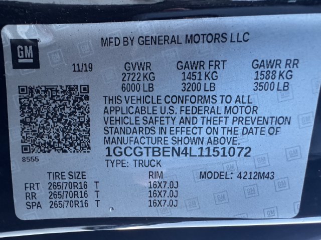 Used 2020 Chevrolet Colorado W/T w/ WT Convenience Package AWD/4WD image 8