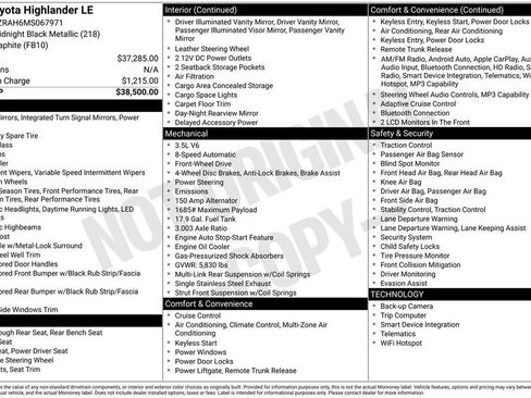 Used 2021 Toyota Highlander LE FWD image 36