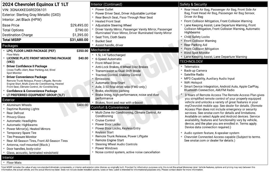 Used 2024 Chevrolet Equinox LT w/ LPO, Floor Liner Package FWD image 54