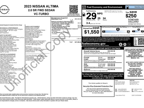 Used 2023 Nissan Altima 2.0 SR FWD image 2