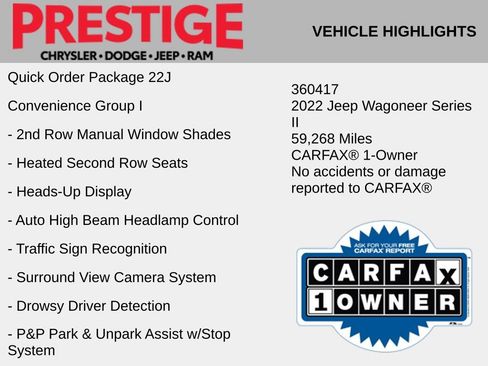 Used 2022 Jeep Wagoneer Series II w/ Convenience Group I RWD image 2
