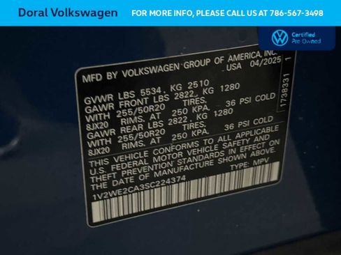 Used 2025 Volkswagen Atlas Cross Sport SE w/ Black Wheel Package image 29