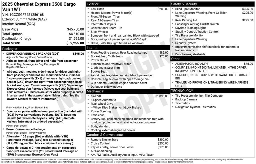 New 2025 Chevrolet Express 3500 w/ Driver Convenience Package RWD image 16