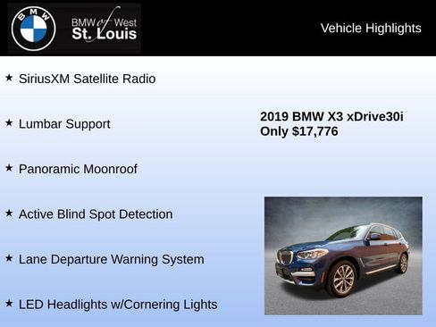 Used 2019 BMW X3 xDrive30i w/ Convenience Package AWD/4WD image 16