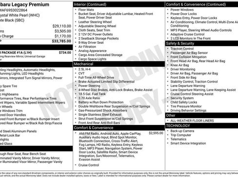 Used 2025 Subaru Legacy Premium w/ Popular Package #1A image 10