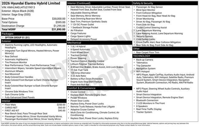 New 2026 Hyundai Elantra Limited FWD image 28