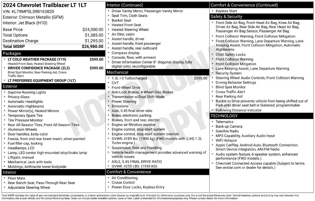 Used 2024 Chevrolet TrailBlazer LT w/ LT Cold Weather Package FWD image 2