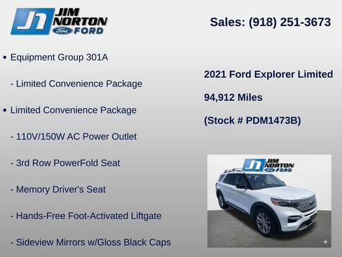 Used 2021 Ford Explorer Limited w/ Equipment Group 301A AWD/4WD image 8