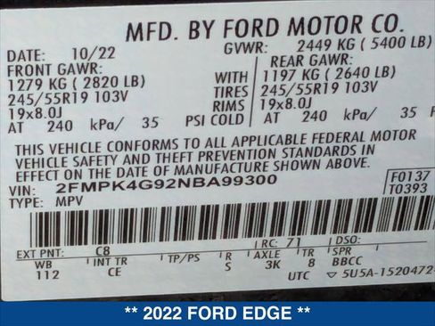 Used 2022 Ford Edge SE w/ Black Appearance Package AWD/4WD image 23