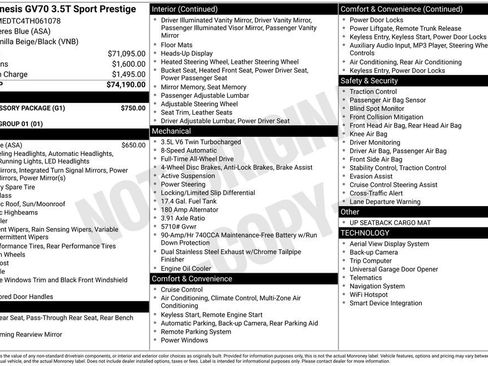 New 2026 Genesis GV70 3.5T Sport Prestige w/ G1 Accessory Package AWD/4WD image 3