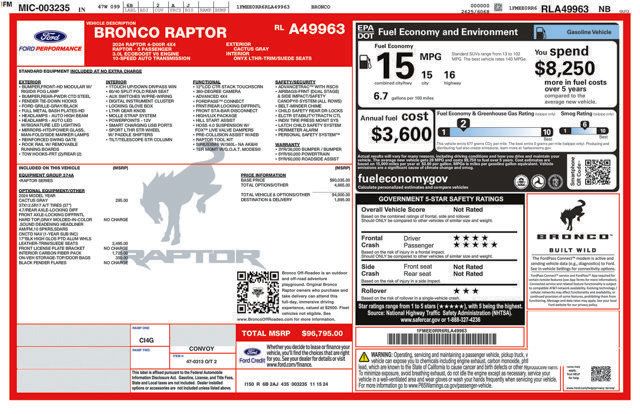 Used 2024 Ford Bronco Raptor w/ Interior Carbon Fiber Pack 6 AWD/4WD image 5