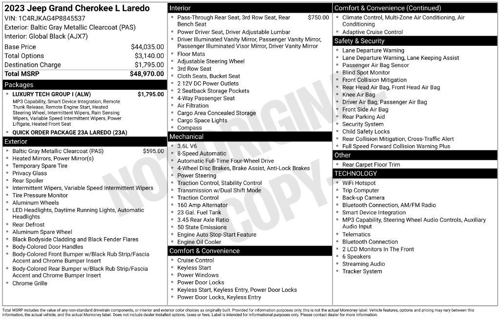 Used 2023 Jeep Grand Cherokee L Laredo w/ Luxury Tech Group I AWD/4WD image 40