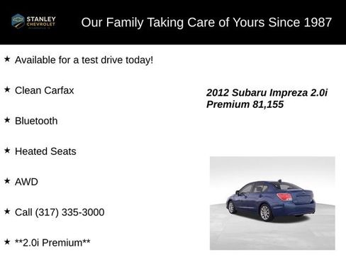Used 2012 Subaru Impreza 2.0i Premium w/ All-Weather Pkg AWD/4WD image 9