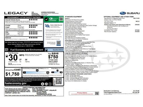 Used 2025 Subaru Legacy Premium AWD/4WD image 9