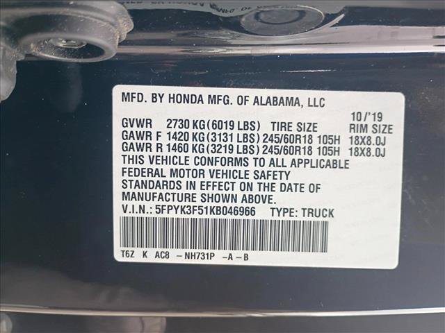 Used 2019 Honda Ridgeline RTL image 23
