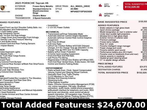 Used 2023 Porsche Taycan 4S w/ Premium Package image 3
